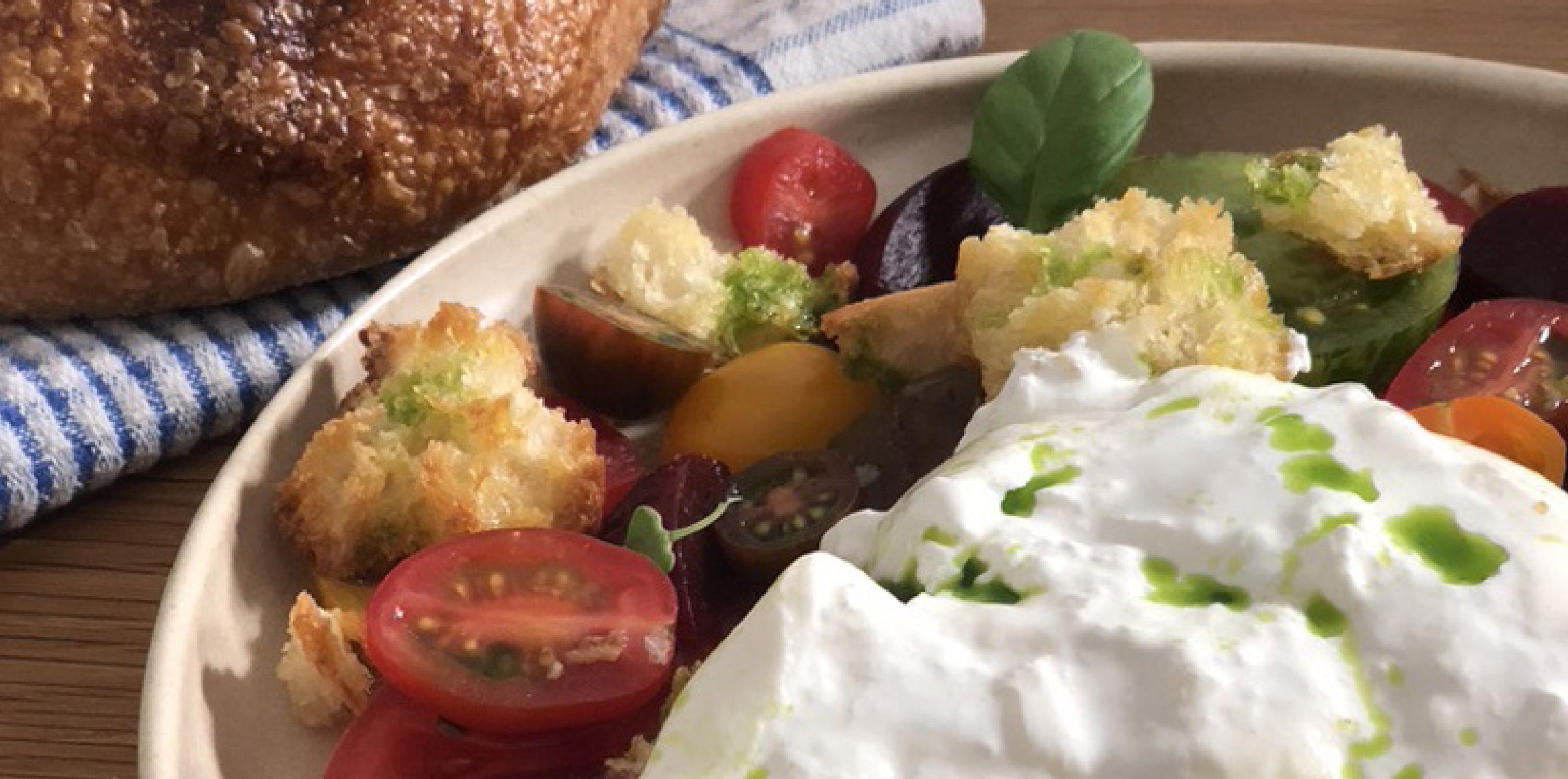 Burrata with Basil, Beets & Bread