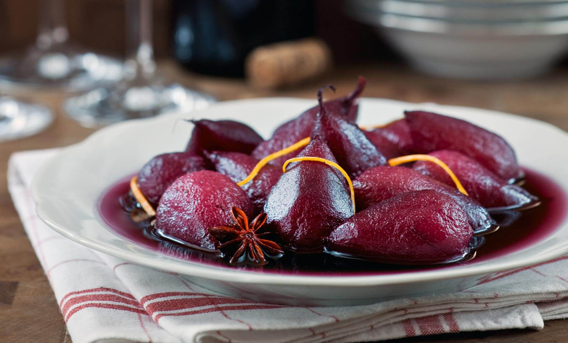 Poached Pears in Red Wine
