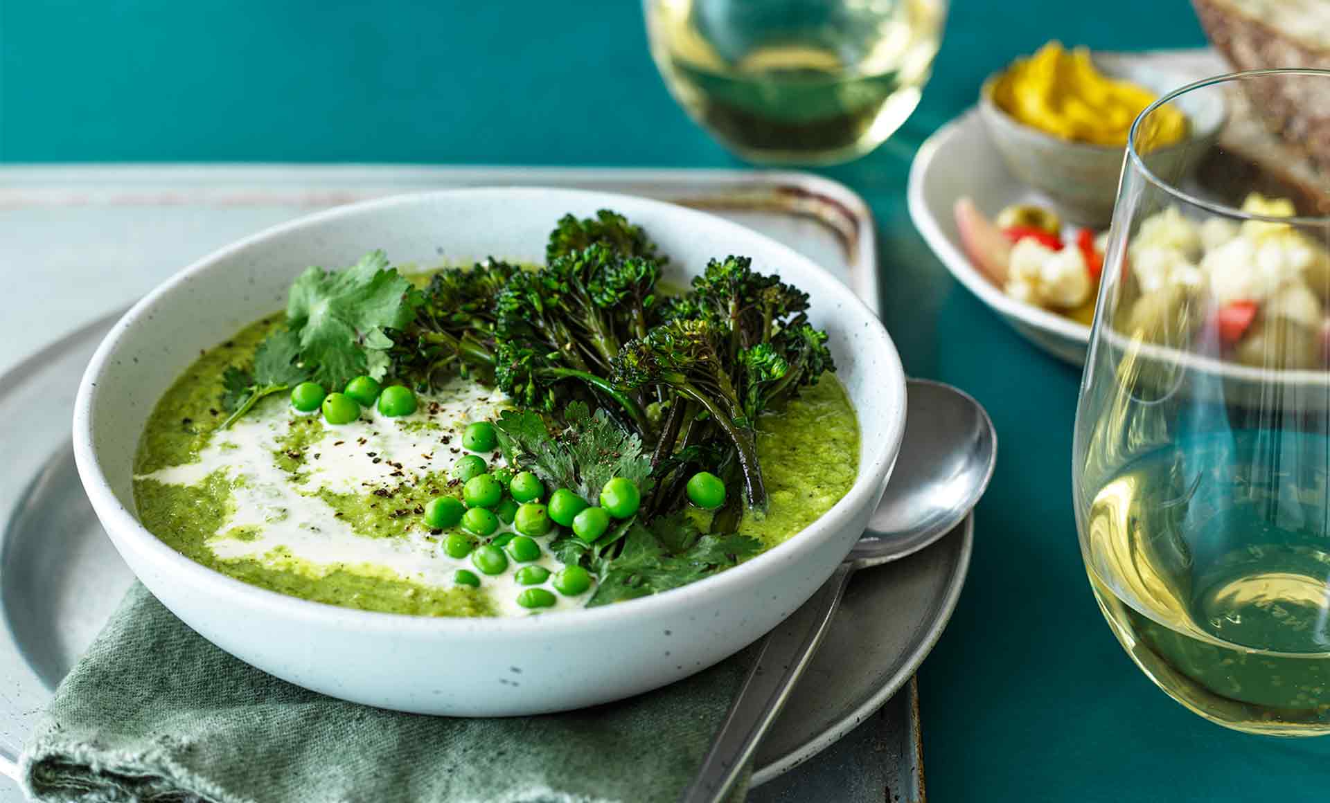 Super Greens Soup with Cream and Herbs