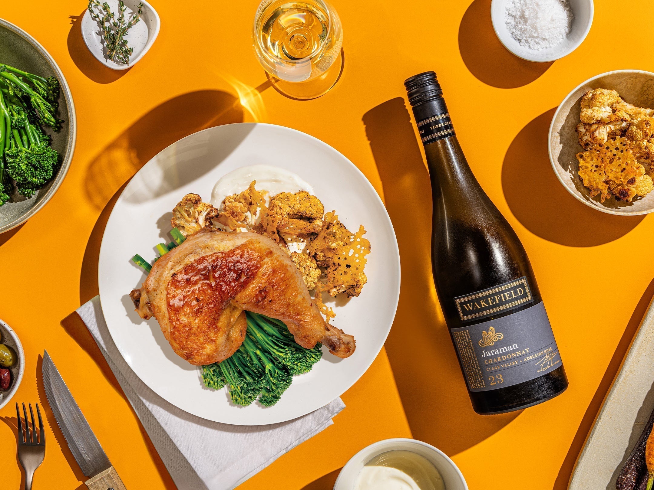 Roast Chicken & Parmesan Crusted Cauliflower with Thyme & Garlic